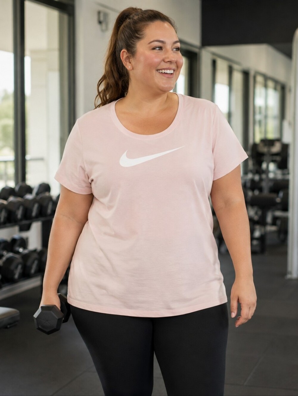 Nike Dri-FIT Regular Fit Short Sleeve Swoosh T-shirt Workout Sporty Women's 1X
